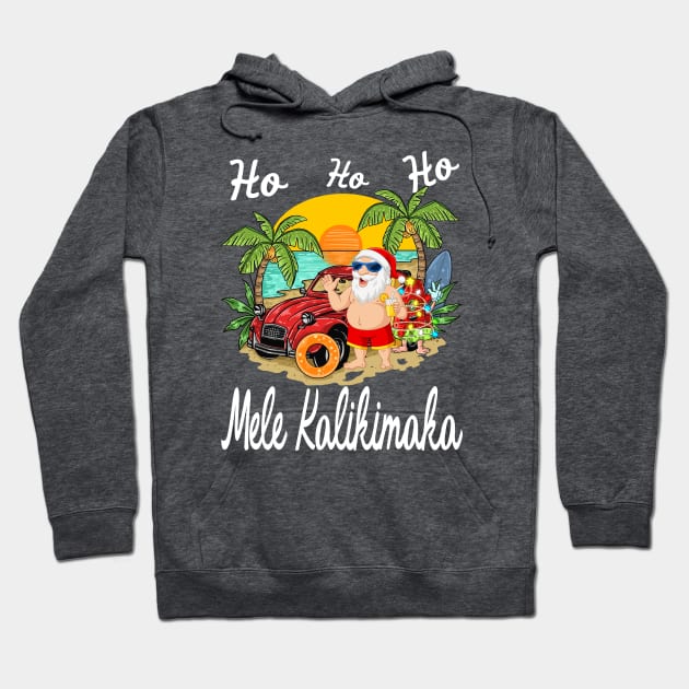 Mele Kalikimaka Santa Christmas Watermelon Surfing Hoodie by intelus